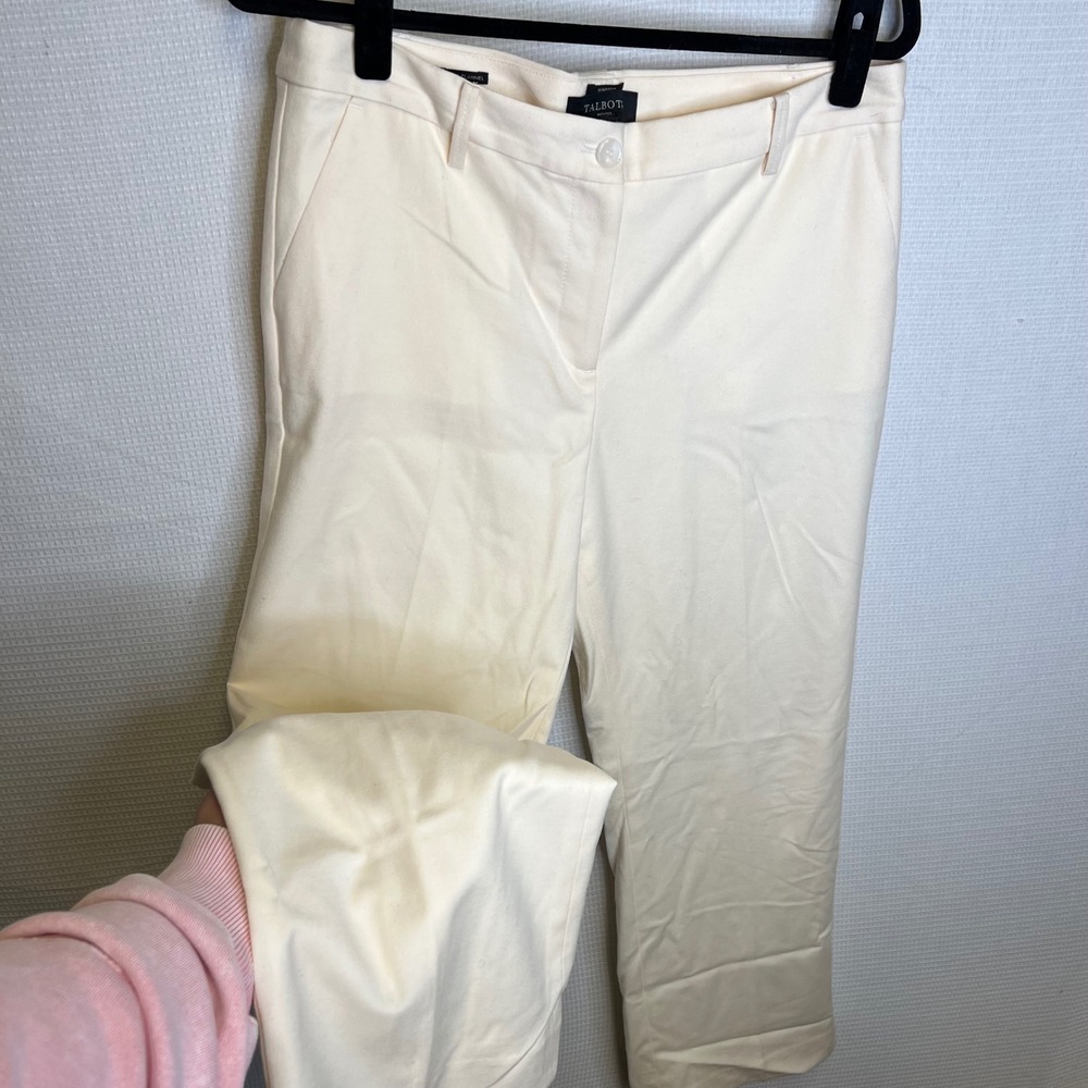 Talbots Windsor Italian Flannel Pants Ivory Cream Straight Leg Petite 10P NWT